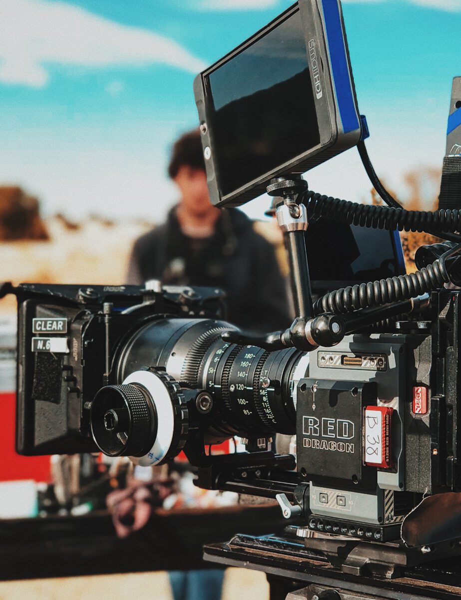 A digital movie camera on a film set.