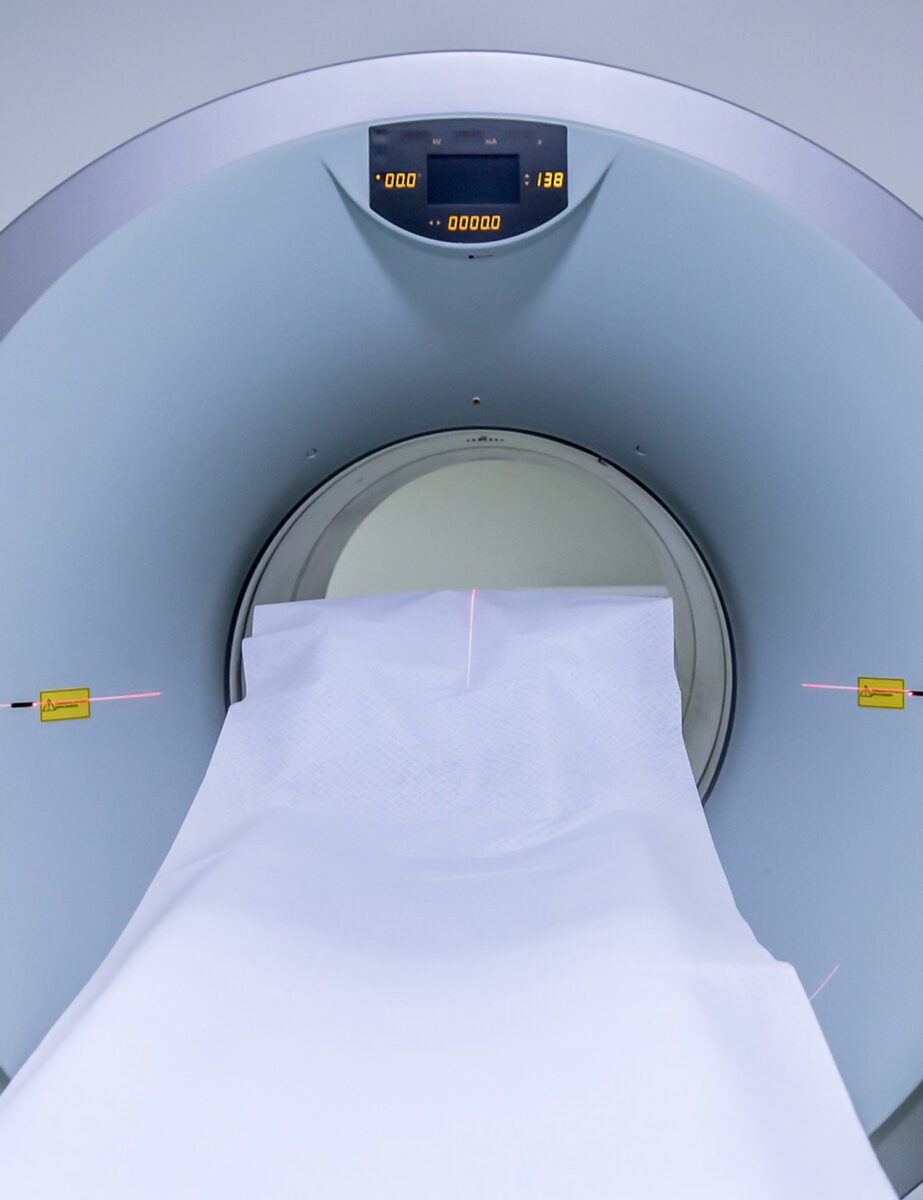 An empty MRI machine.