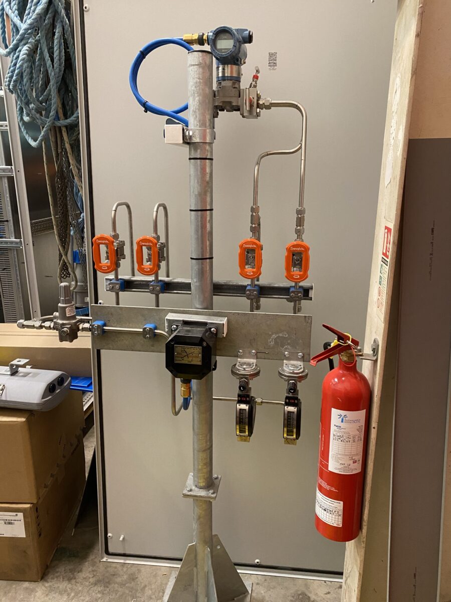 Pipe connections on a master board.