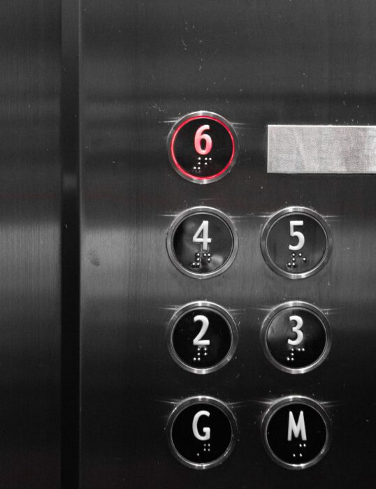 Floor buttons in a lift.