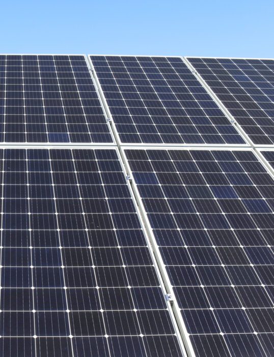 An array of solar panels.