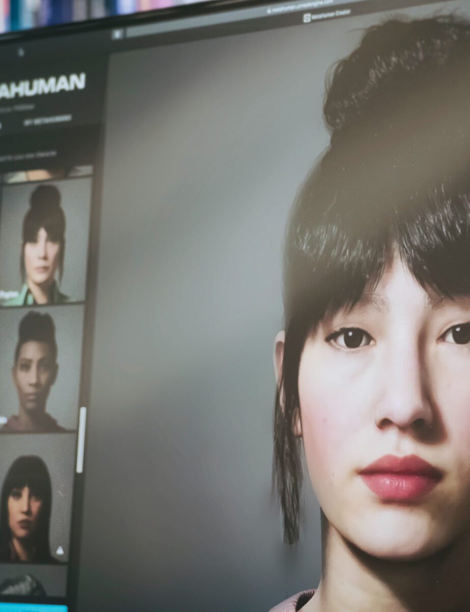 A computer screen showing a picture of a woman in editing software.