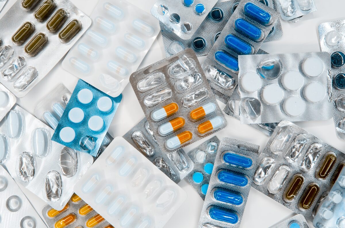 A selection of tablets in blister packets.