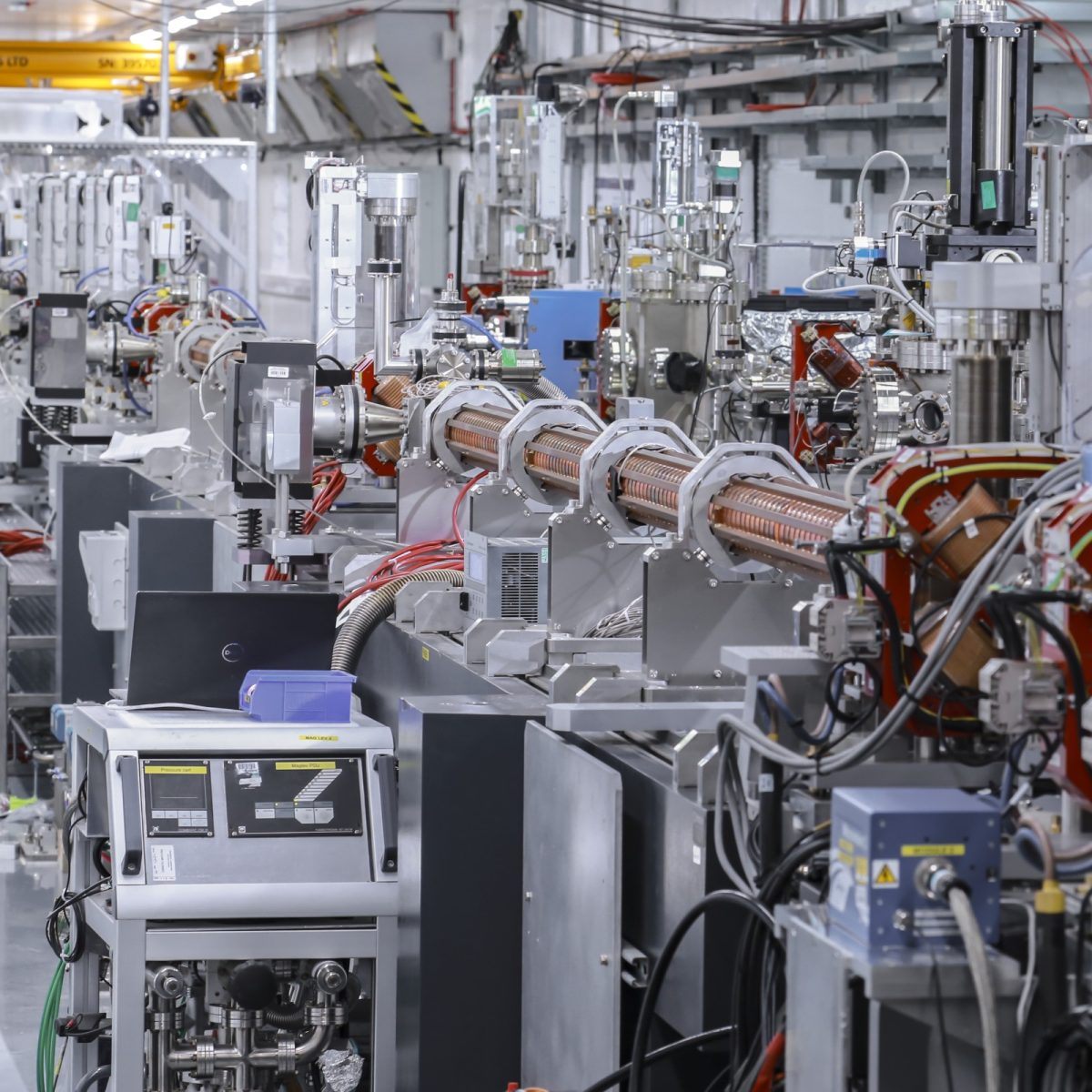 A physics lab, showing part of a particle accelerator.
