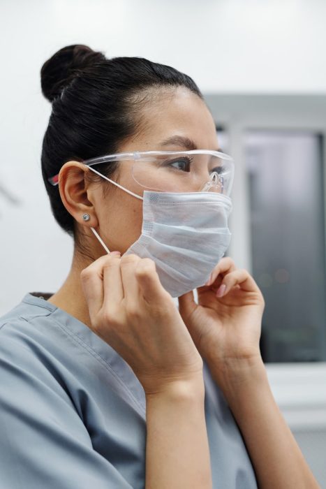 lab technician wearing a face mask